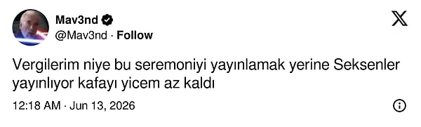 Seremoni yerine dizi yayını vardı.