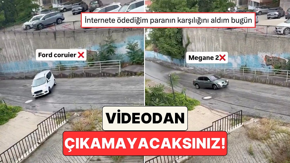 Evinin Önündeki Dik Yokuşta Mücadele Veren Araçları Kaydeden İçerik Üreticisi Seyir Zevki Yaşattı