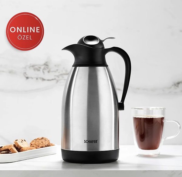 İçeceklerin sıcaklığını saatlerce koruyan Schafer Kitchen House çelik termos 1.105,36 TL yerine sadece 619 TL!