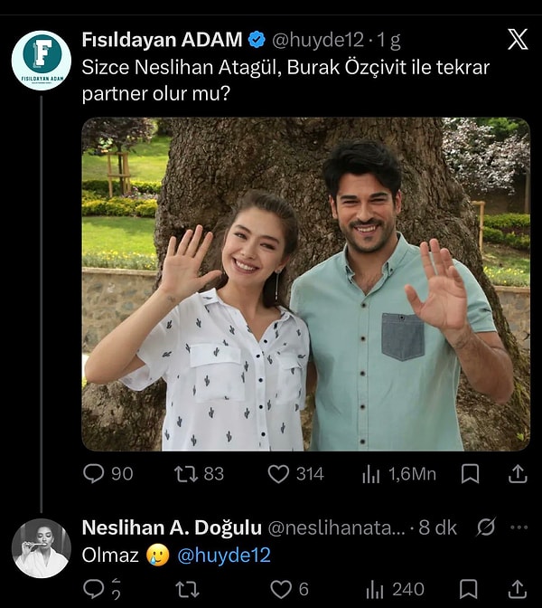 Amidst the escalating rumors, this time Neslihan Atagül also got involved in the matter.