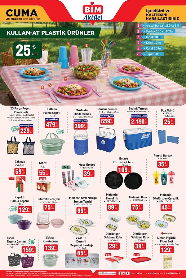 25 Parça Poşetli Piknik Seti 229 TL
