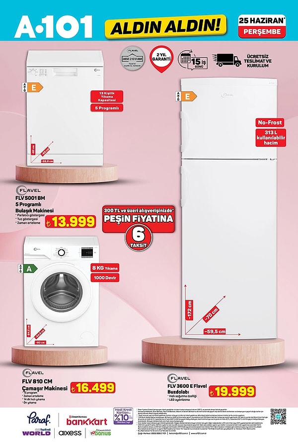 Flavel 5 Programlı Bulaşık Makinesi 13.999 TL