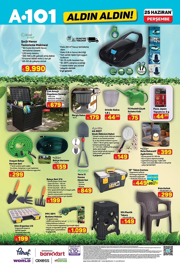 Kiwi Şarjlı Havuz Temizleme Makinesi 9.990 TL