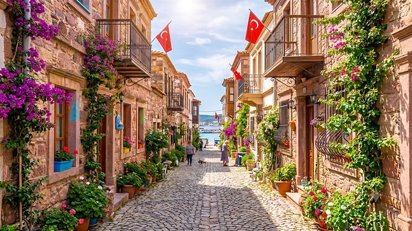 Ayvalık taş sokakları akşamları çok daha güzel oluyor.