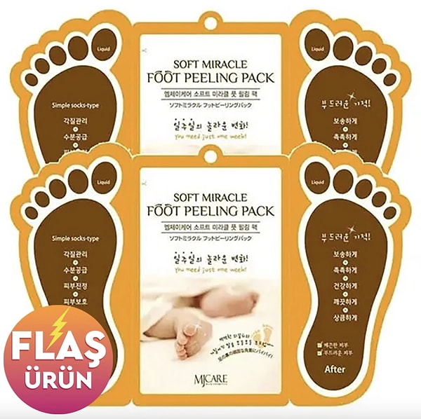 Ayak tabanındaki sertleşmiş dokuları arındıran MjCare soyulan ayak peeling maskesi %45 indirimle haftanın en çok satanı!
