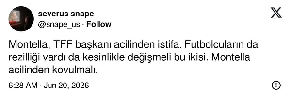 Montella'ya gelen tepkilerden bazılar şöyle: