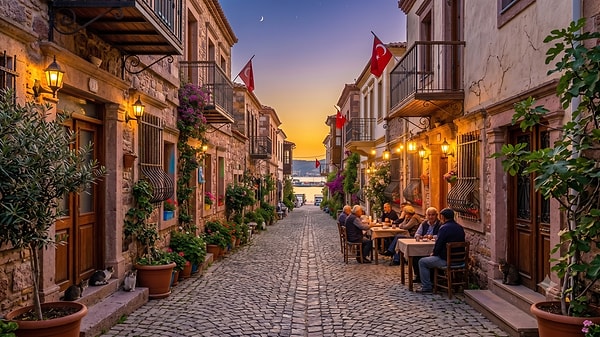 Ege köylerinde günlük hayatı izlemek de çok keyifli.