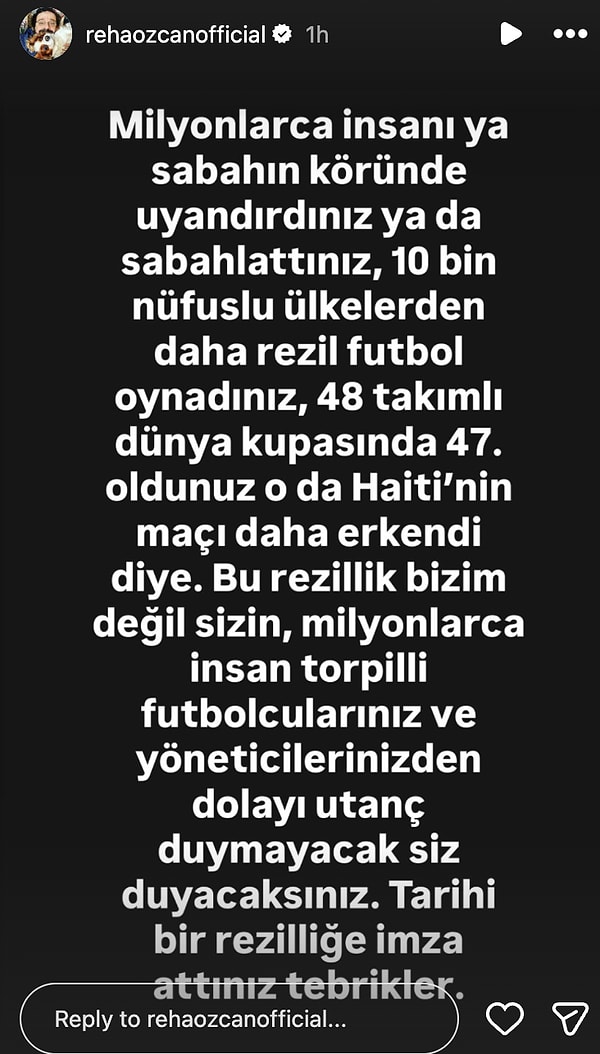 Ünlü oyuncu Reha Özcan da tepkisini sert biçimde dile getirdi.