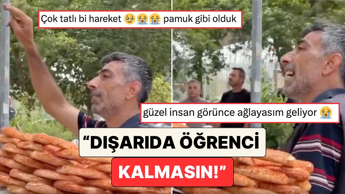 Okul Önünde Sınav Kapıları Kapanmadan Hemen Önce Öğrencileri Tek Tek Uyaran Simitçi Beğeni Topladı