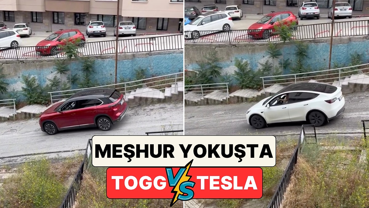 Son Dönemde Viral Olan Ankara'nın Meşhur Dik Yokuşunda Bu Sefer Togg ve Tesla Yarıştı