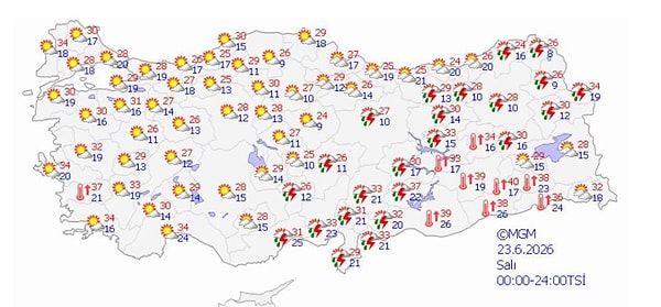 Salı gününden itibaren sıcaklık değerleri yükselirken yağışlı sistem de kapsama alanını genişletiyor.