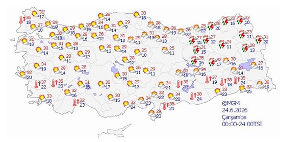 Hafta ortasında batı kesimlerde güneşli hava korunurken doğu sınırlarında yağışlar dar bir alana çekiliyor.