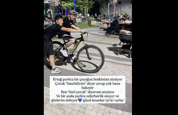 The journey, which began with Ertuğ, a special child, gazing longingly at a bicycle in the park, transformed into a remarkable display of solidarity by the local children and citizens.