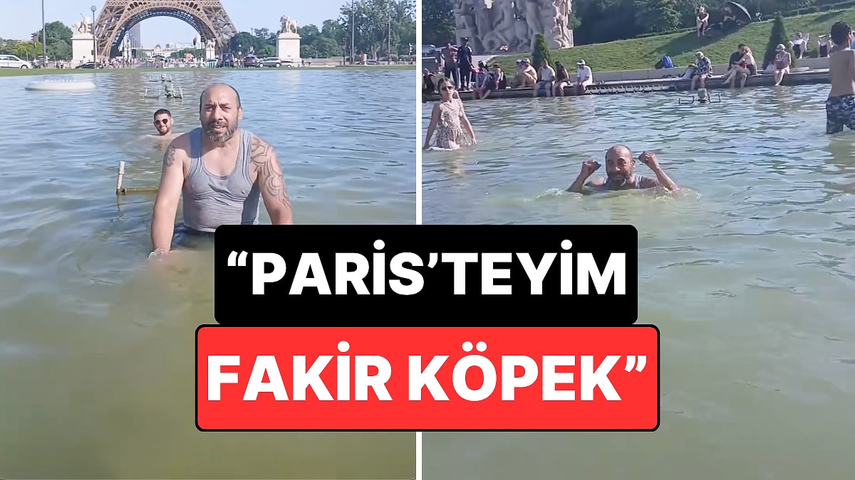 Bunu da Başkasına Kaptırmadık! Eyfel Kulesi'nin Önündeki Süs Havuzunda Yüzen Vatandaşlar Gündem Oldu
