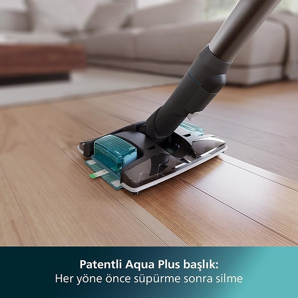 Evi tek seferde hem süpürüp hem silerek zamandan tasarruf etmenizi sağlayan Philips 8000 Serisi Aqua Plus Kablosuz Dik Süpürge, çok satanlarda 1. sırada yer alıyor.