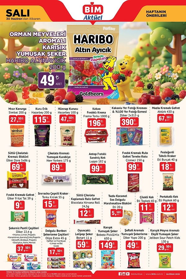 Haribo Altınayıcık Orman Meyveleri Aromalı Karışık Yumuşak Şeker 200 gr 49 TL