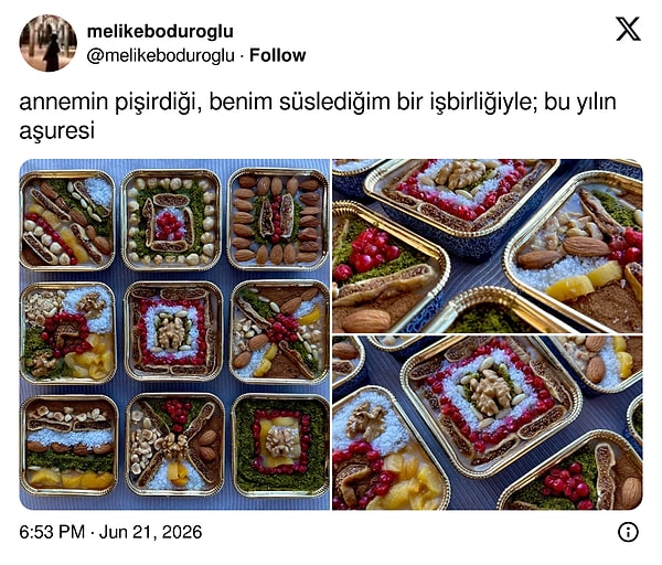 Anne pişirdi, kız süsledi ortaya da sanat eserlerini andıran bir aşure çıktı!