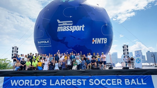 The 14.6-meter ball broke the record.