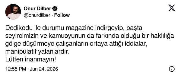 İşte Taşacak Bu Deniz'in Gezep'i Onur Dilber'in diziden çıkarılma nedeniyle alakalı iddialara yanıtı:
