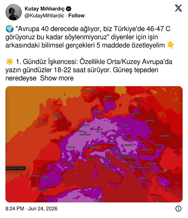 "Avrupa 40 derecede ağlıyor, biz Türkiye'de 46-47 C görüyoruz bu kadar söylenmiyoruz" diyenler yanılıyor.