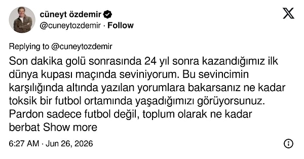 Cüneyt Özdemir'in gol sevinci 'abartılı' bulununca açıklama gecikmedi.