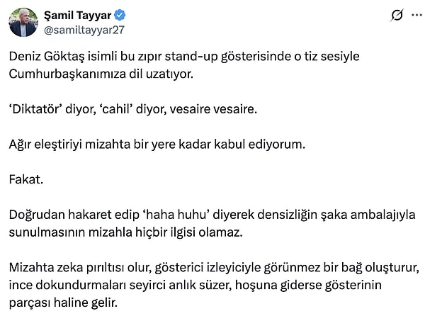Ancak hükümete yakın isimlerden gösteriye tepki gösterenler oldu.