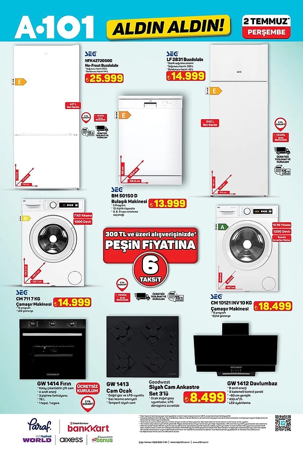 Goodwest Siyah Cam Ankastre Seti 3'lü 8.499 TL