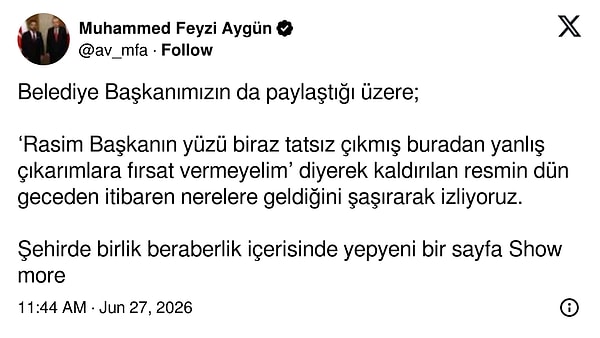 AKP İl Başkanı Muhammed Feyzi Aygün, şu ifadeleri kullandı: