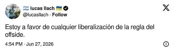 "Ofsayt kuralının herhangi bir liberalizasyonuna taraftarım."
