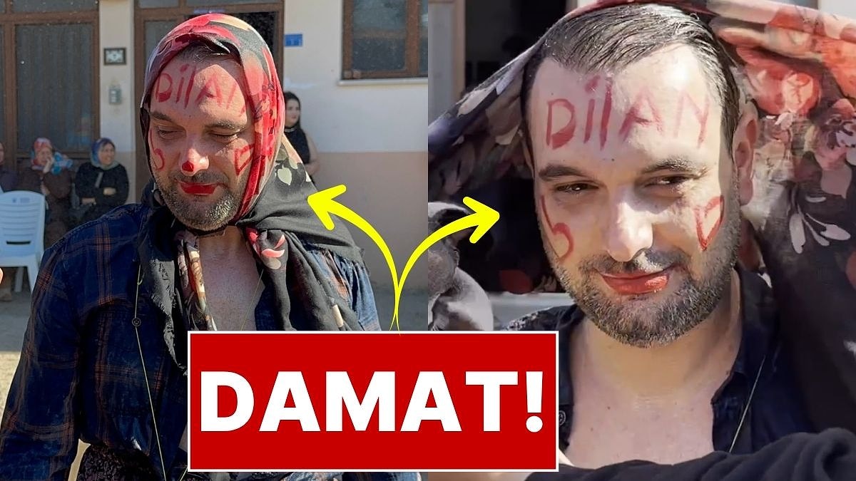 Düğün Öncesi Damada İşkence Gibi Eğlence; Şalvar Giydirilip, Boynuna Çan Takıldı, Fırçayla Yıkandı