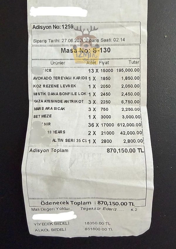 Tam 49 tane şampanya açtırılmış.