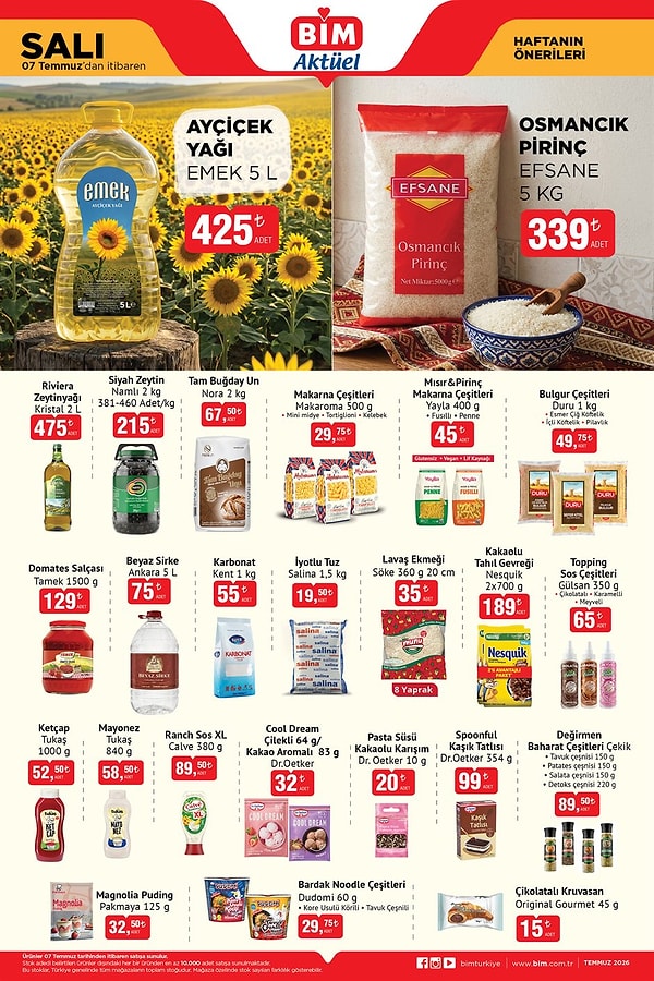Emek Ayçiçek Yağı 5 Litre 425 TL