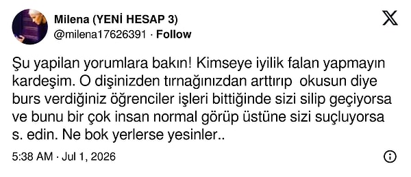 Kötü yorumlara tepki veren oldu.