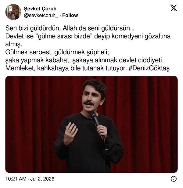 Şevket Çoruh'un paylaşımı şöyleydi: