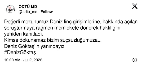 ODTÜ Mezunlar Derneği de tepki verdi.