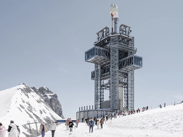 Even though the construction process involved great difficulties due to natural conditions, today visitors are having an unforgettable experience at the restaurant, accompanied by the view of the Alps.