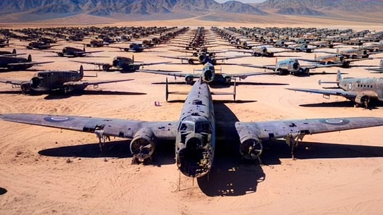 Thousands of Warplanes Lined Up in the Desert Awaiting a Single Order