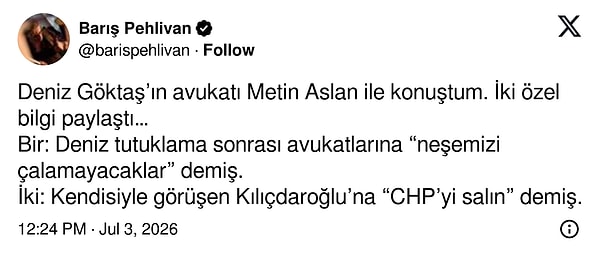Deniz Göktaş: "Neşemizi çalamayacaklar."