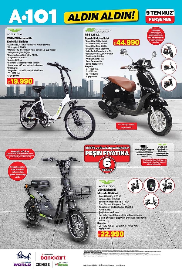 Volta Katlanabilir Elektrikli Bisiklet 19.990 TL