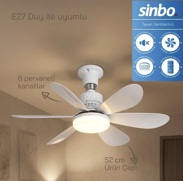Sinbo LED Aydınlatmalı Tavan Vantilatörü uzaktan kumanda konforuyla odanın havasını saniyeler içinde değiştiriyor!
