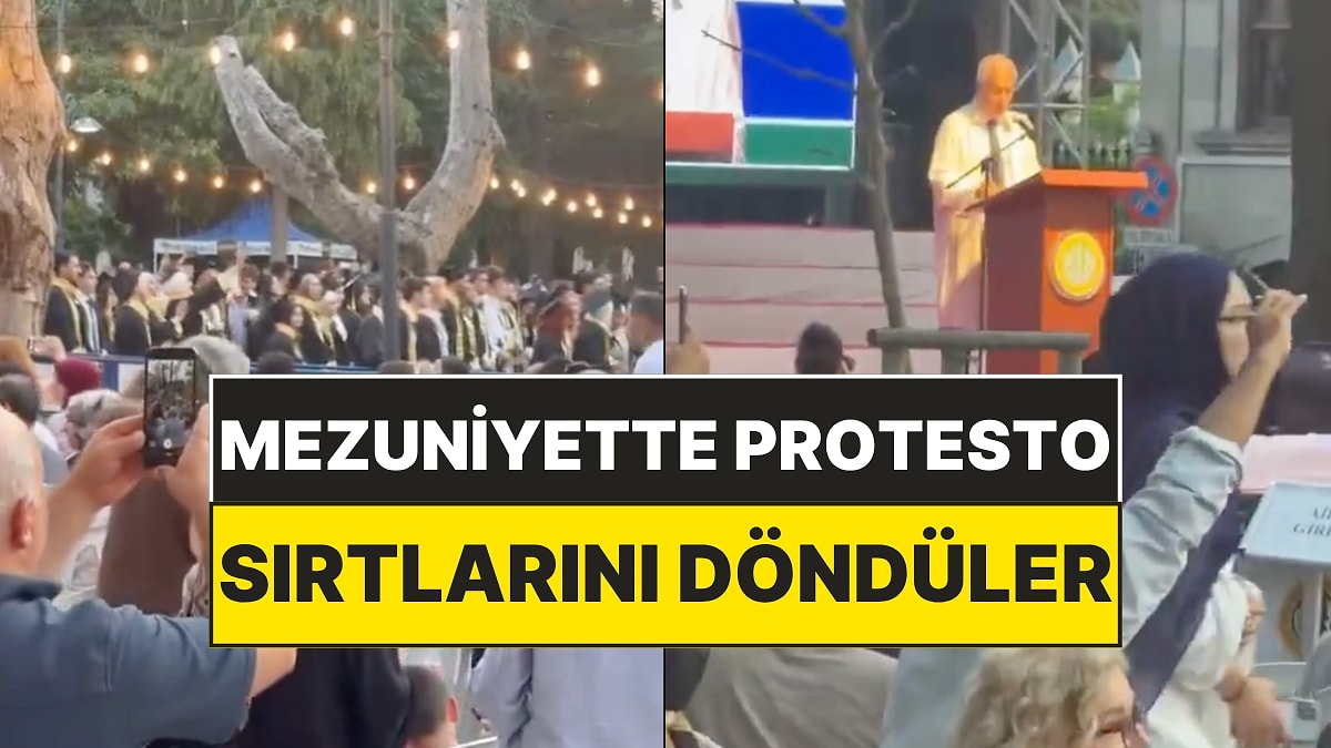 İstanbul Üniversitesi Mezuniyetinde Öğrenciler Rektörü Sırtlarını Dönerek Protesto Etti