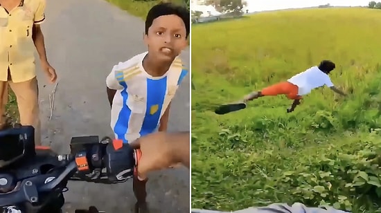 Shocking Moment: Furious Motorcycle Rider Throws Annoying Child Into Bushes in India