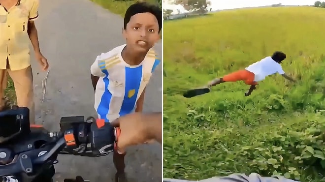 Shocking Moment: Furious Motorcycle Rider Throws Annoying Child Into Bushes in India