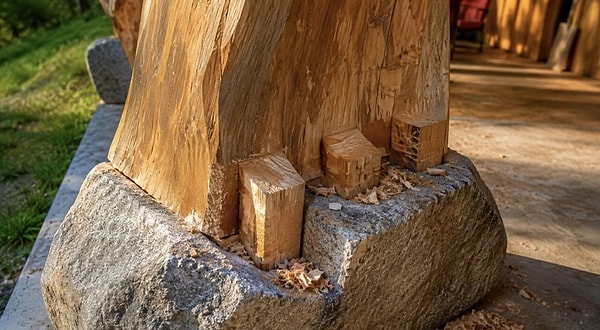 Another element that sets the project apart is the meticulous craftsmanship where stone meets wood.