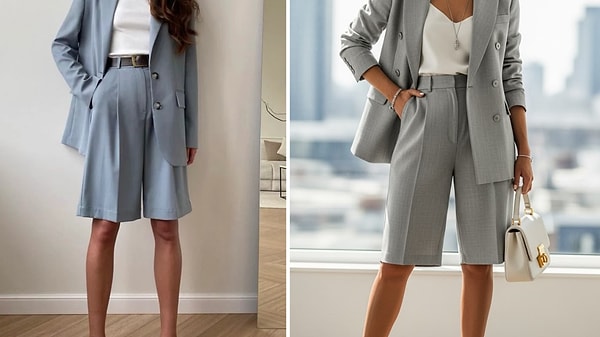 10. Bermuda şort ve eşleşen blazer ceket takımı giyebilirisin.