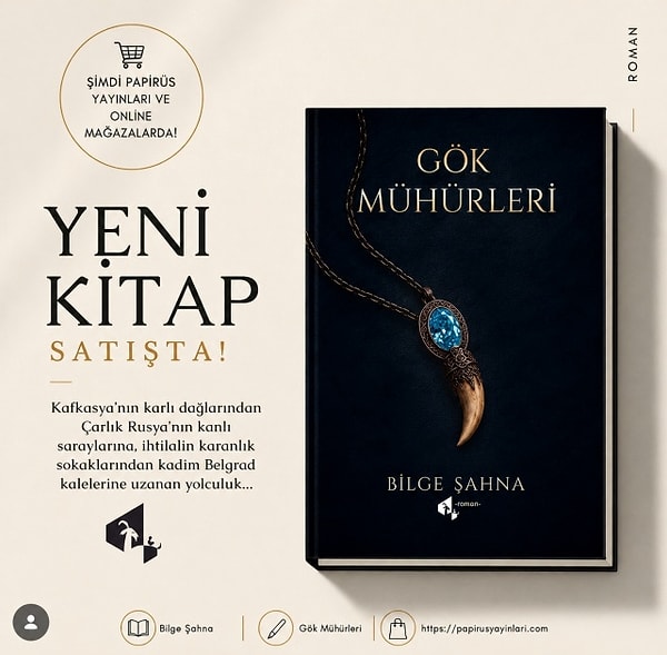 Ailesinin geçmişini araştırırken tarihî belge ve kaynaklar üzerinde uzun yıllar çalışan Şahna, bu birikimini ilk romanı Gök Mühürleri'ne taşıdı.