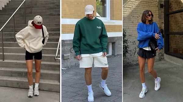 2. Sweatshirt ve biker şort kombini rahatlığın sokak stiliyle el sıkışmış halidir.