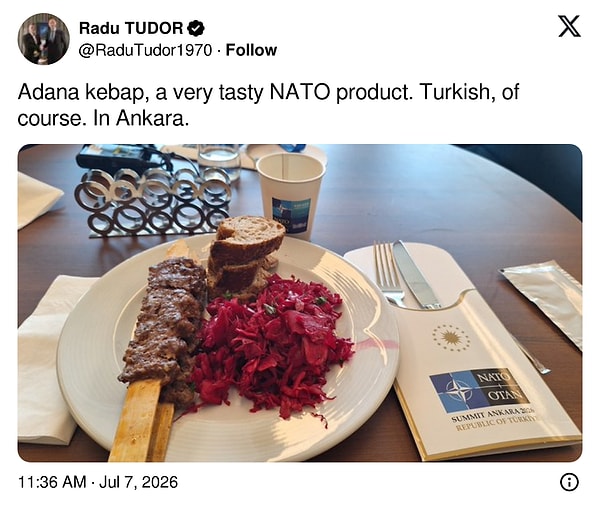 NATO yemeğinden görüntüler de sosyal medyada paylaşıldı.