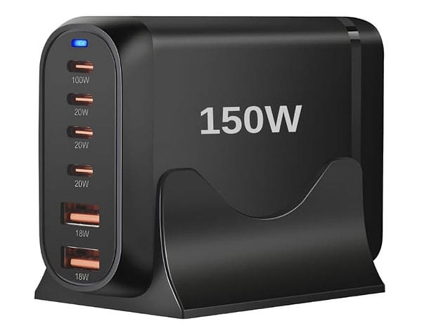 Jouis GaN 150W 6 Portlu Çoklu Masaüstü Hızlı Şarj İstasyonu yılın en düşük fiyatıyla net 984,20 TL!