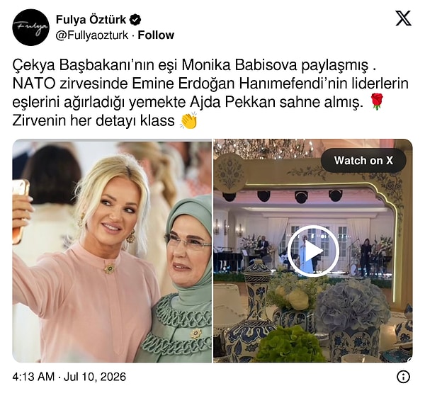 The wife of the Czech Prime Minister, Monika Babisova, shared about Ajda Pekkan.